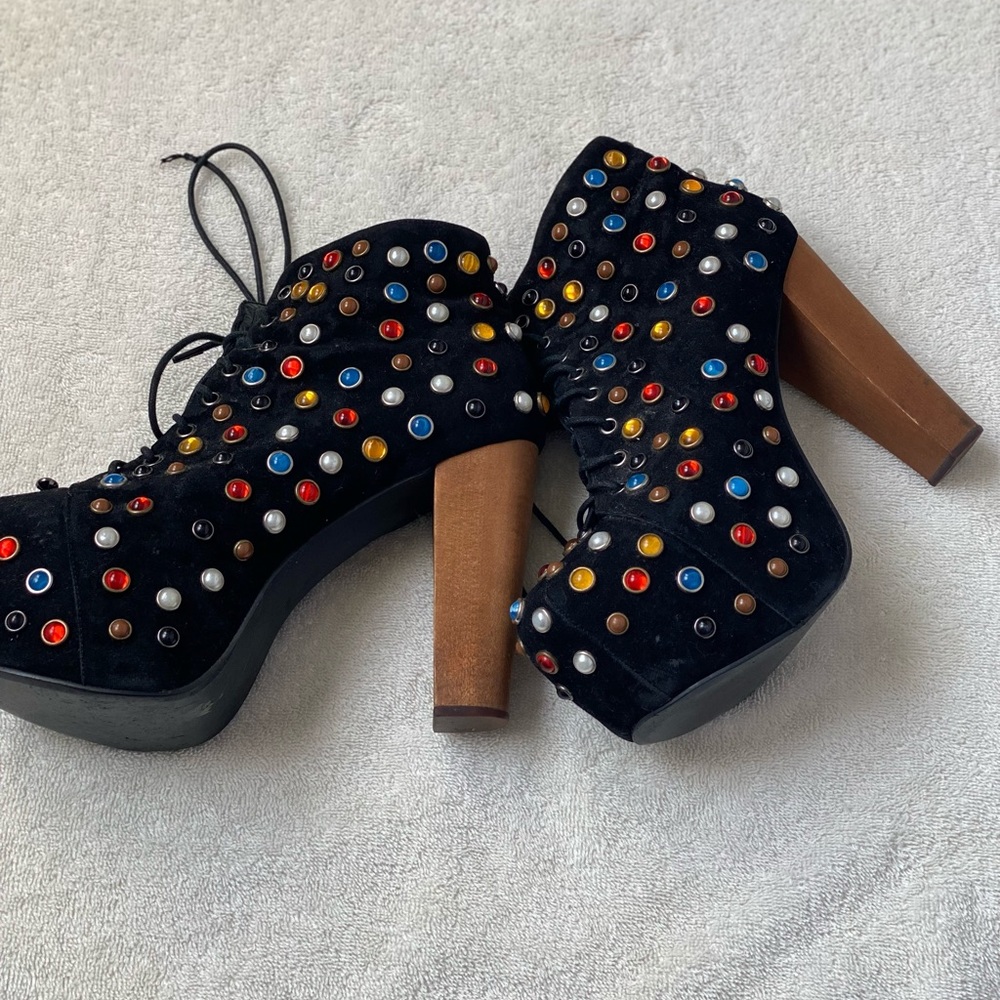 SOLDJeffrey Campbell Rhinestone Colorful Booties Boots - Picture 5 of 8